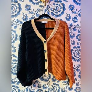 NWOT Flattering Colorblock Knit Cardigan 1X